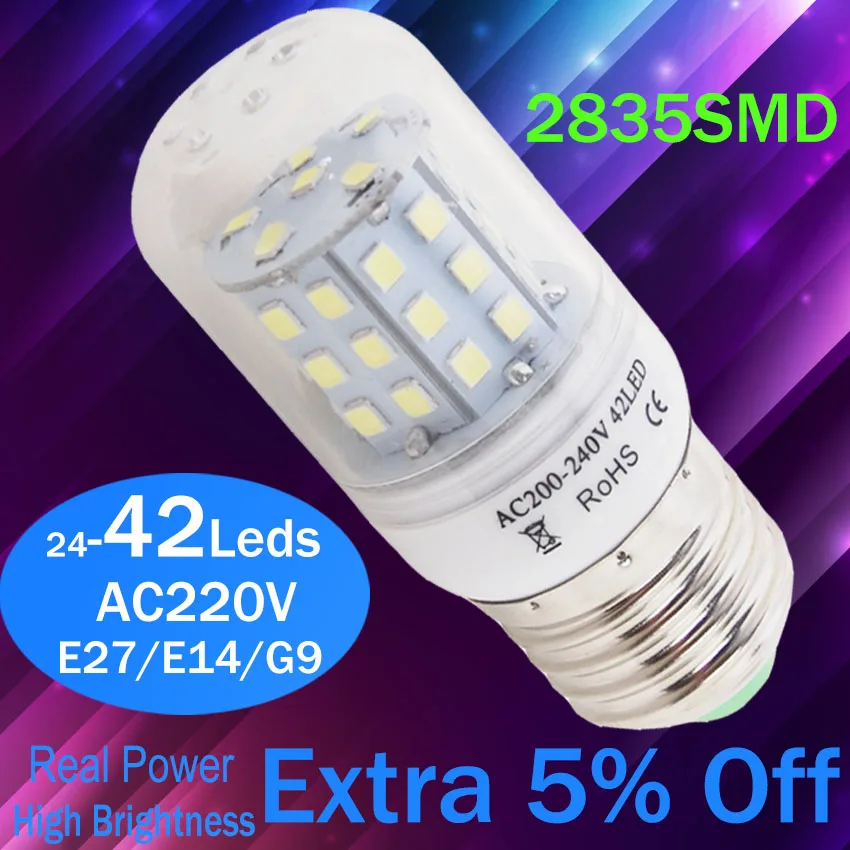 

E27 E14 LED Lamp 2835SMD LED Lights Led corn Bulb 24leds 42Leds Chandelier Candle Lighting Home Decoration
