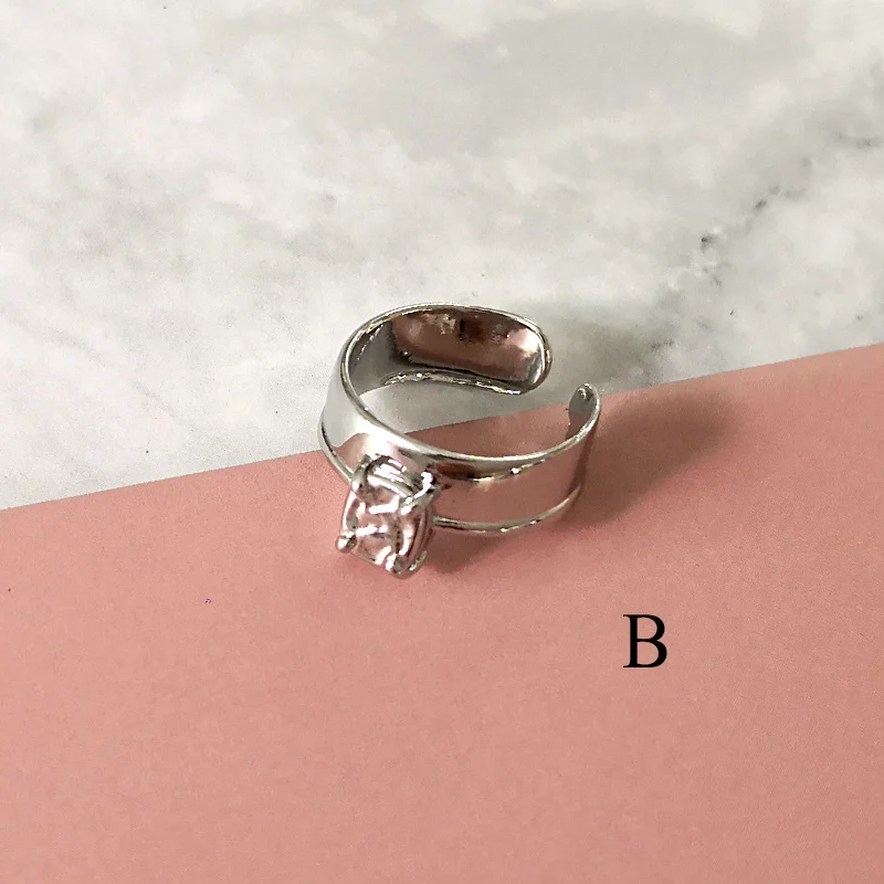 Peri'sBox, готическое серебряное кольцо из фольги, набор колец для женщин, шикарное Открытое кольцо из лавы, женские складывающиеся кольца, ювелирное изделие, необычный подарок - Цвет основного камня: B