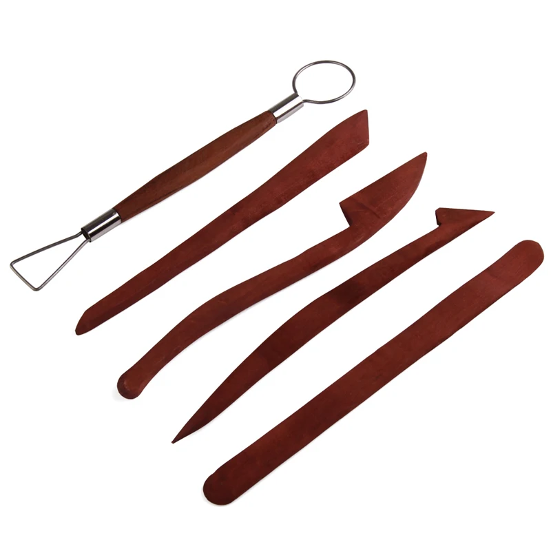 

Great Rosewood Pottery Clay Molding Sculpture Shaping Knives Tools 5 pcs