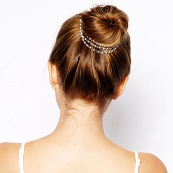 

Tassels Pearl Chain Hairband Hairpins 1PC Fashion Women Lady Girls Multilayer Barrettes Dish Hair Clips Band Accessories