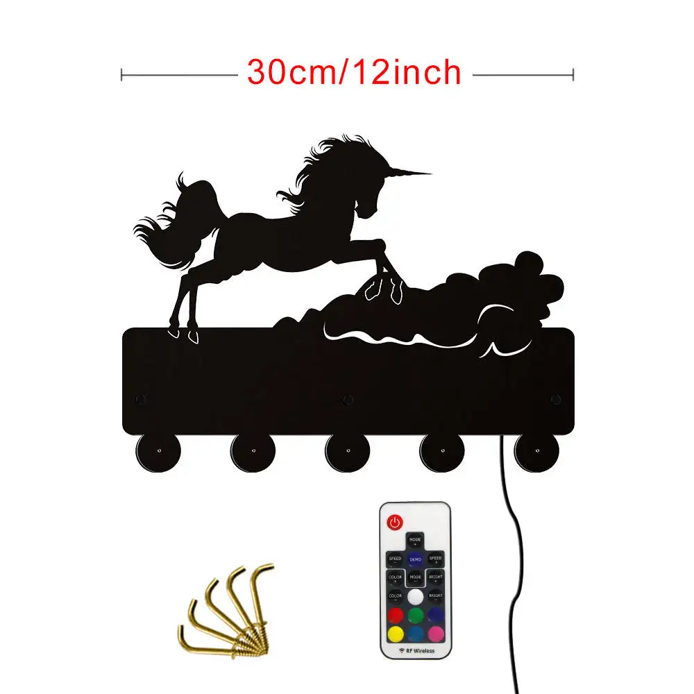 Jumping Unicorn светодиодный настенный крючок с подсветкой настенная вешалка фея