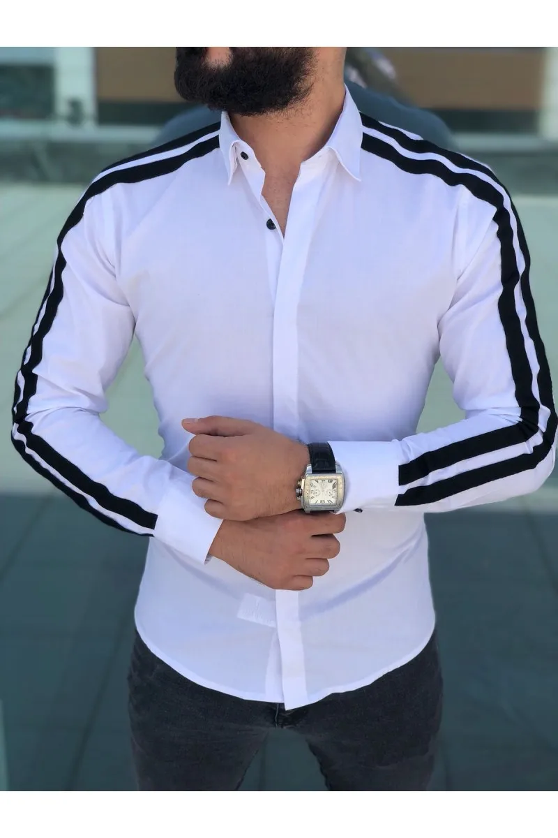 Человек Топы Полосатые рубашки мужской одежды тонкий длинный рукав человек Повседневное рубашки уличные мужские офис носить Smart
