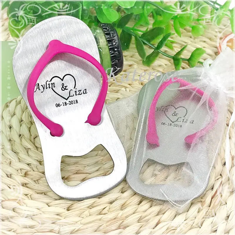 

(DHL,UPS,Fedex)FREE SHIPPING+50pcs/Lot+Customized Wedding Party Giveaway Rose Red Flip-Flop Bottle Opener Bridal Shower Favors