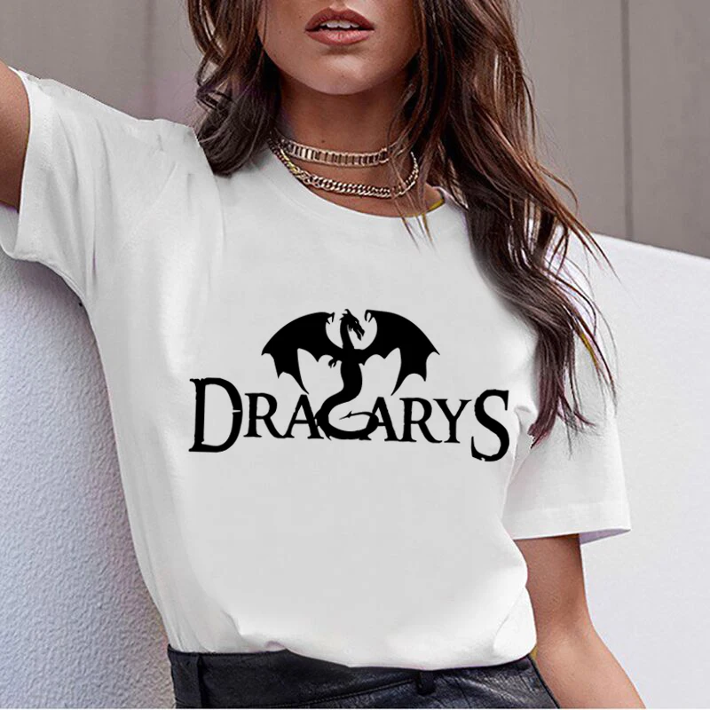 

New Arya Stark Dracarys T Shirt Women Daenery Mother Drogon Fire Print T-Shirt Harajuku Summer 90s Tshirt Graphic Top Tee Female