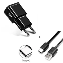 5V 2A Travel EU USB Wall Charger For Samsung S8 S9 S10 Huawei P10 P20 P9 Mate 20 Pro 9 10 + USB Type C Data Sync USB Cable Wire