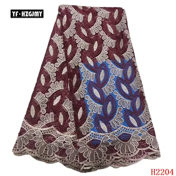 

YF HZGJMY French Lace Fabric Wine Embroidery Lace Tulle Fabric High Quality 5 Yards Mesh Lace Fabric for Women A2204