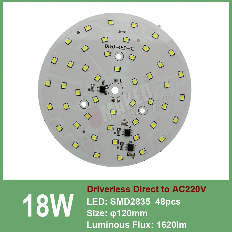 9 Вт 60 мм AC 220 В вниз светильник led pcb smd2835 интегрированный IC драйвер, 18 Вт 15 Вт 12 Вт 9 Вт 7 Вт 5 Вт 3 Вт для вниз светильник Diy - Испускаемый цвет: 18W 120mm