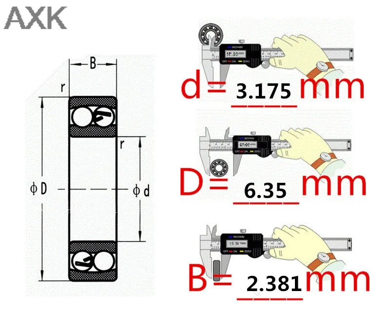 axk 100pcs r144 dental handpiece bearing 3 175 6 35 2 381 mm open r144 bearing 3 175 6 35 2 381 mm
