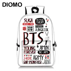 DIOMO БЦ Bangtan мальчики любят себя Jungkook Bt 21 сумка для девочек Подростковая Bts сумка для ноутбука школьный рюкзак мужской женский