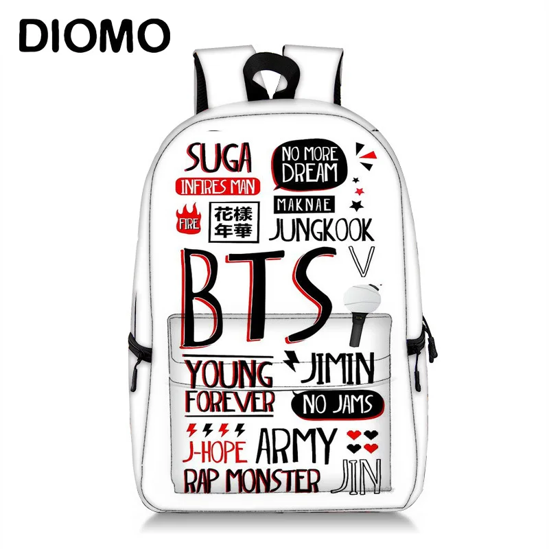 

DIOMO Kpop Bts Bangtan Boys Love Yourself Jungkook Bt 21 Bag for Girls Teenager Bts notebook Bag School Backpack male female