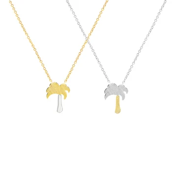 

10pcs/lot Palm Tree Necklace For Women Tropical Jewelry Stainless Steel Chain Chocker Necklace Pendant Best Friend Gift