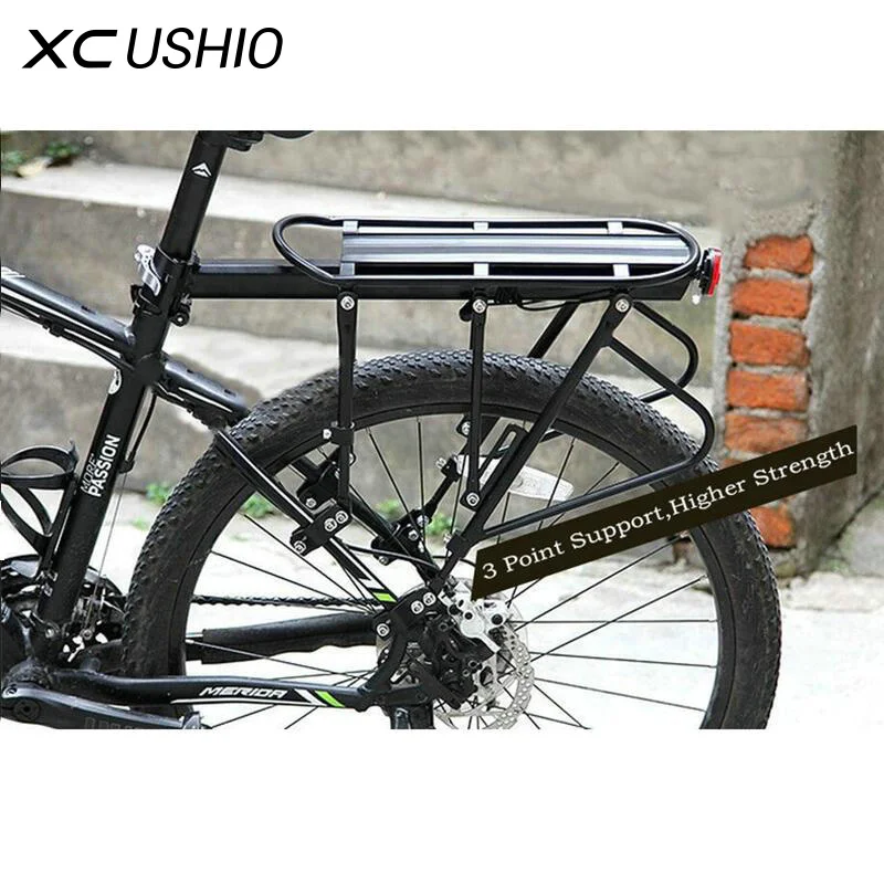 Online XC USHIO bicicleta de montaña bastidores de carga de bicicleta de aluminio portador de equipaje de bicicleta de montaña MTB bicicletas de carretera estante trasero negro