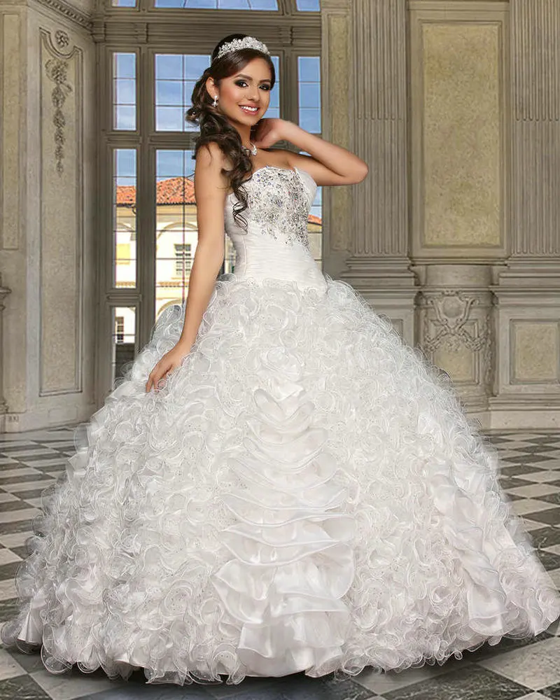 Online Buy Wholesale white  puffy quinceanera  dresses  from 