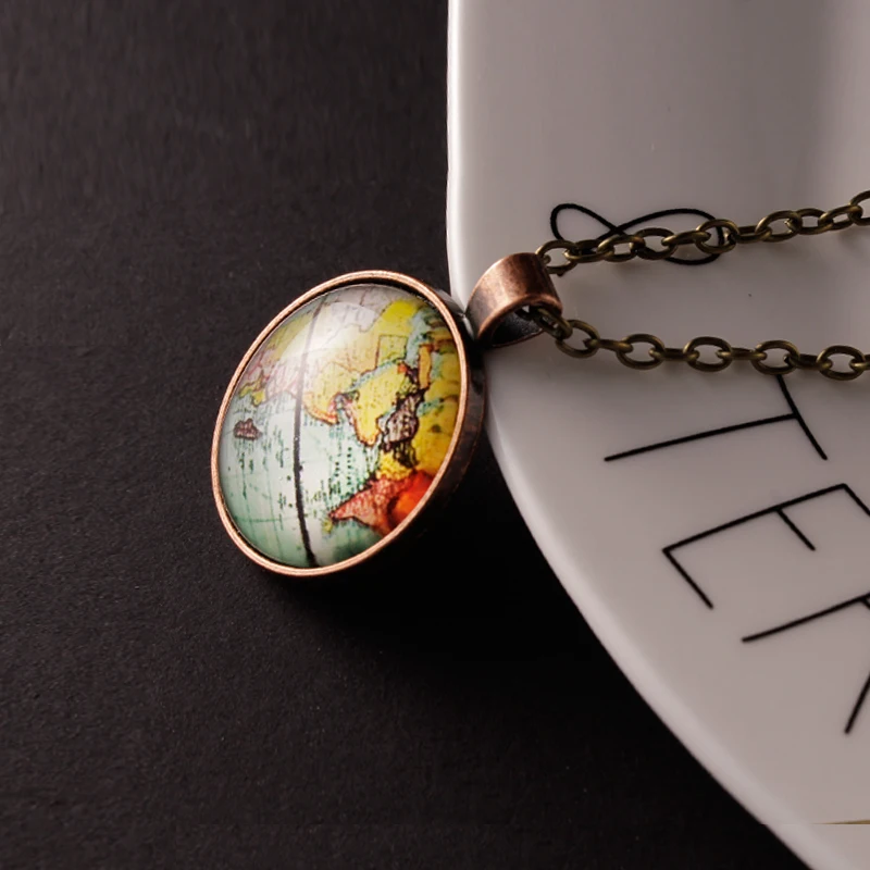 Necklaces & Pendants Glass Globe Dome Men Necklaces Pendants Diy Minimalist Earth World Map Long Necklace Chains 2018 Women      (4)