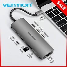 Vention USB C концентратор type C к HDMI USB 3,0 концентратор thunderbolt 3 RJ45 адаптер для MacBook samsung S8/S9 huawei P20 Pro usb-c адаптер