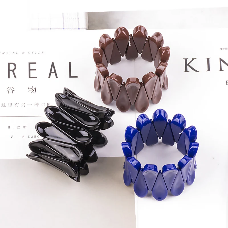 Classic Blue Resin Cuff Fashion Bracelets Bangles for Women Stretch Acrylic Wide Bracelets Female Charm Wedding Gifts Jewelry (4)