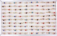 QianBei 50pcs/set Fashion Gold Color Cute Colorful Rhinestone Finger Rings Jewelry For Men Women Gifts Couple 2
