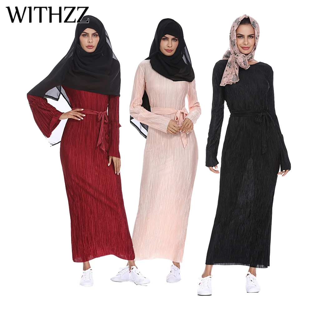 Женское плиссированное платье халат WITHZZ вечернее в арабском стиле для