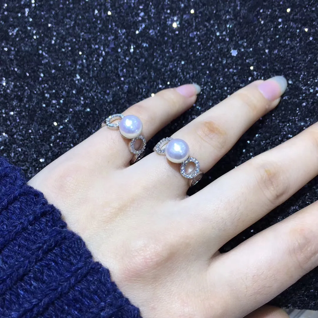 ZHBORUINI изящное Ювелирное кольцо с жемчугом натуральный пресноводный жемчуг выдалбливают большие кольца 925 пробы серебро для женщин Свадебные