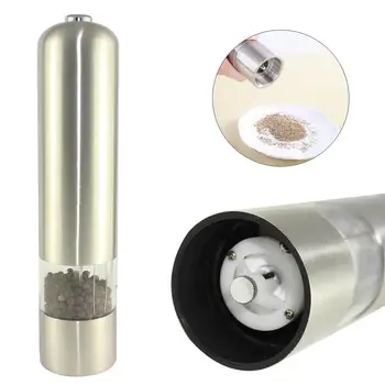 

Silver Stainless Steel Electric Salt Pepper Mill Spice Grinder Muller Kitchen Tool for Milling Pepper/Corn/Mustard