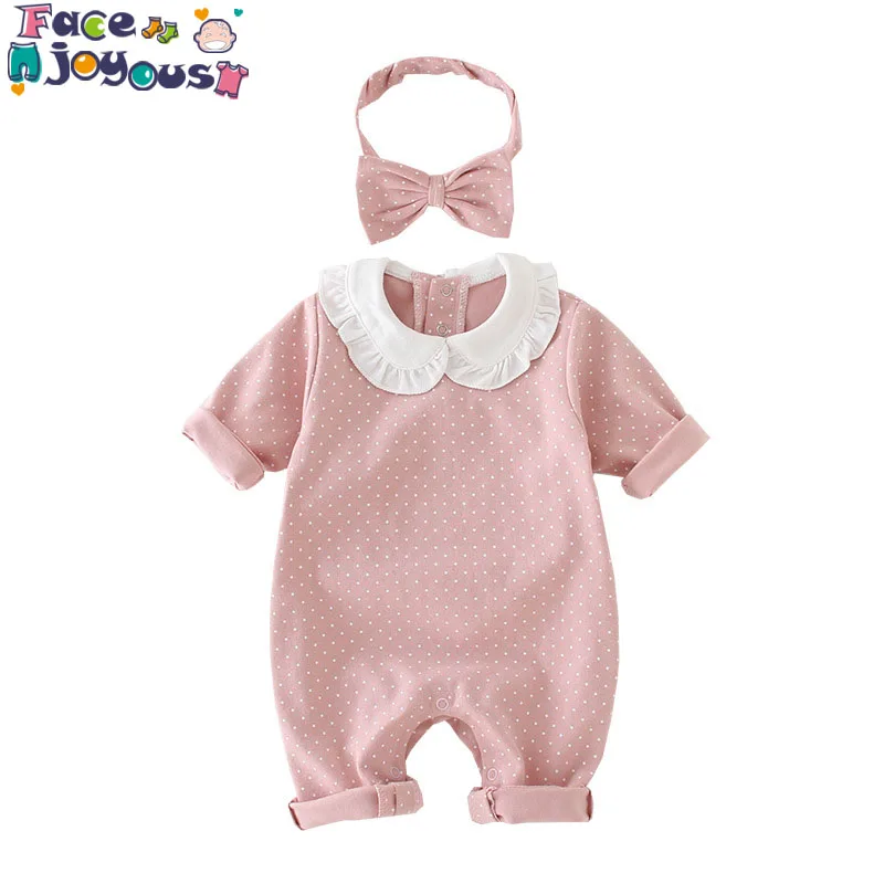 

Baby Girls Rompers Newborn Baby Girls Long Sleeve Romper Hat Jumpsuit 2019 Autumn Children Kids Outfit Clothes With Headband