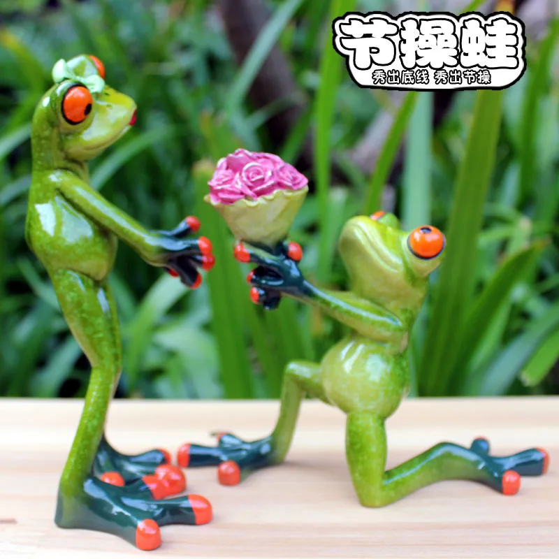 Creative Resin Funny Frog Miniature Figurines Kid's Room Desktop