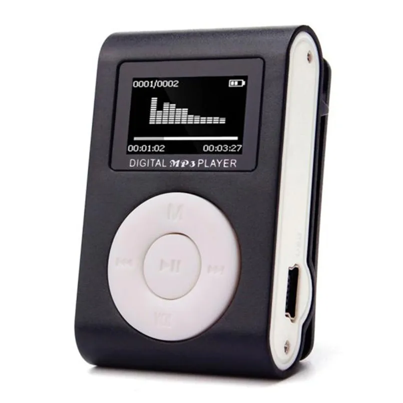 

2019 Mini Clip USB MP3 Player LCD Screen Support 32GB Micro SD TF Card MP3 Music Player Plastic Black
