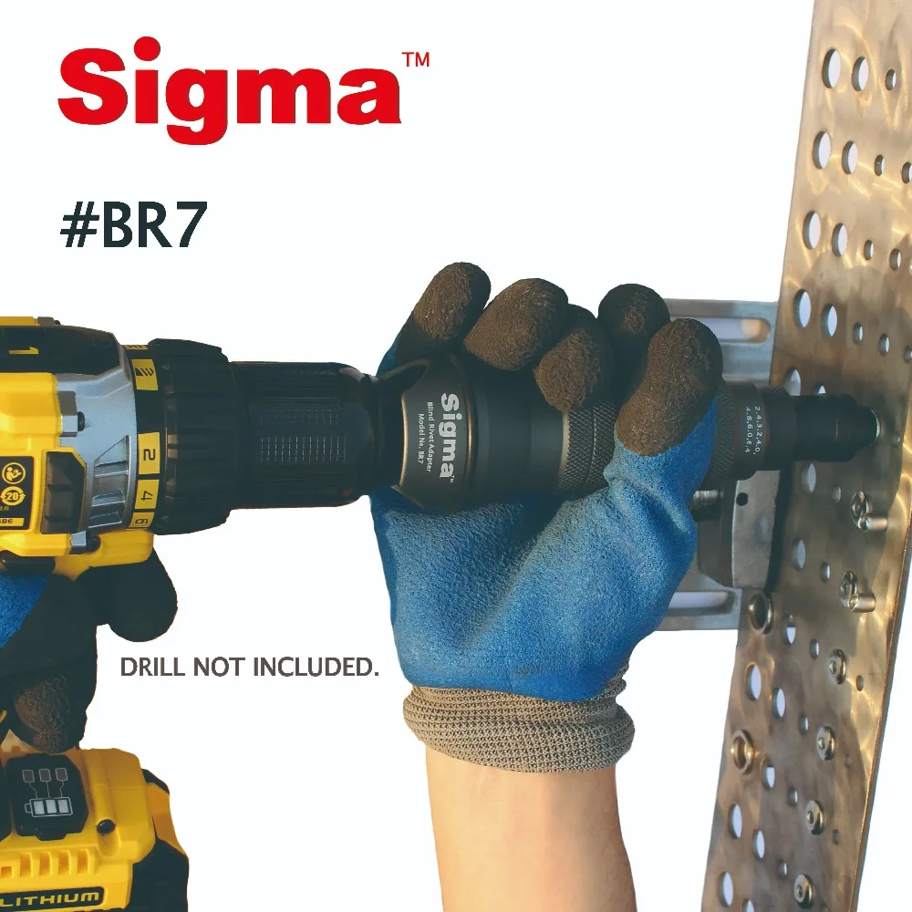 Sigma #BR7 HEAVY DUTY Blind Pop Rivet Drill Adapter Cordless or Electric power drill adaptor alternative air riveter rivet gun