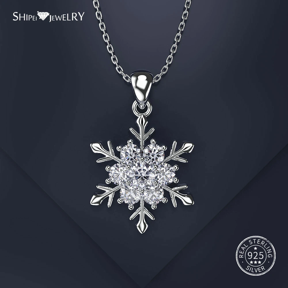 Shipei Снежинка ожерелье для женщин 925 пробы серебряный кулон Moissanite Снежинка свадебное ожерелье подарок на день рождения