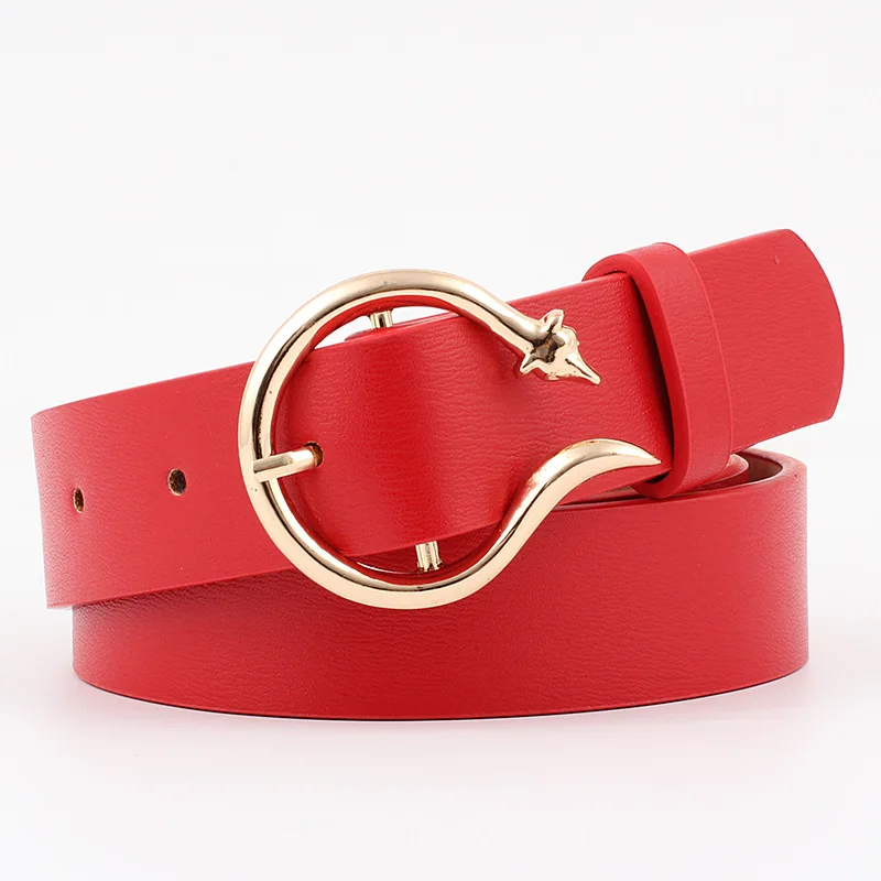 Harajuku, модные женские ремни из искусственной кожи, женские золотые норковые ремни с пряжкой, дизайнерские роскошные ремни для джинсов ceinture femme - Цвет: red