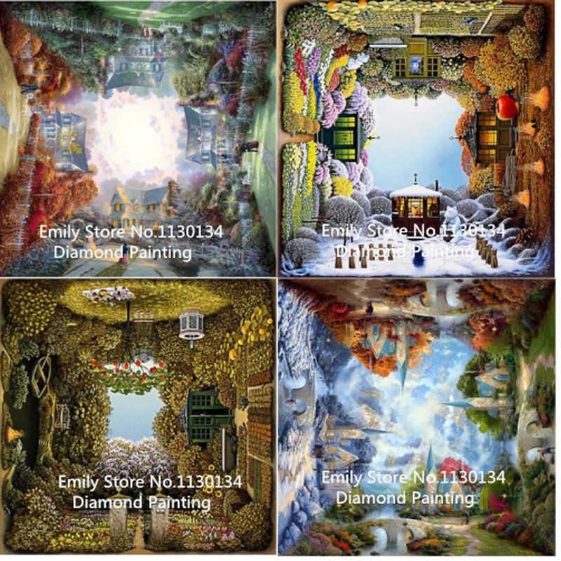 

New Arrival 3D Square Diamond Painting Four seasons Cross Stitch Kit DIY Set Embroidery Rhinestone Home Decor Needlework DP271