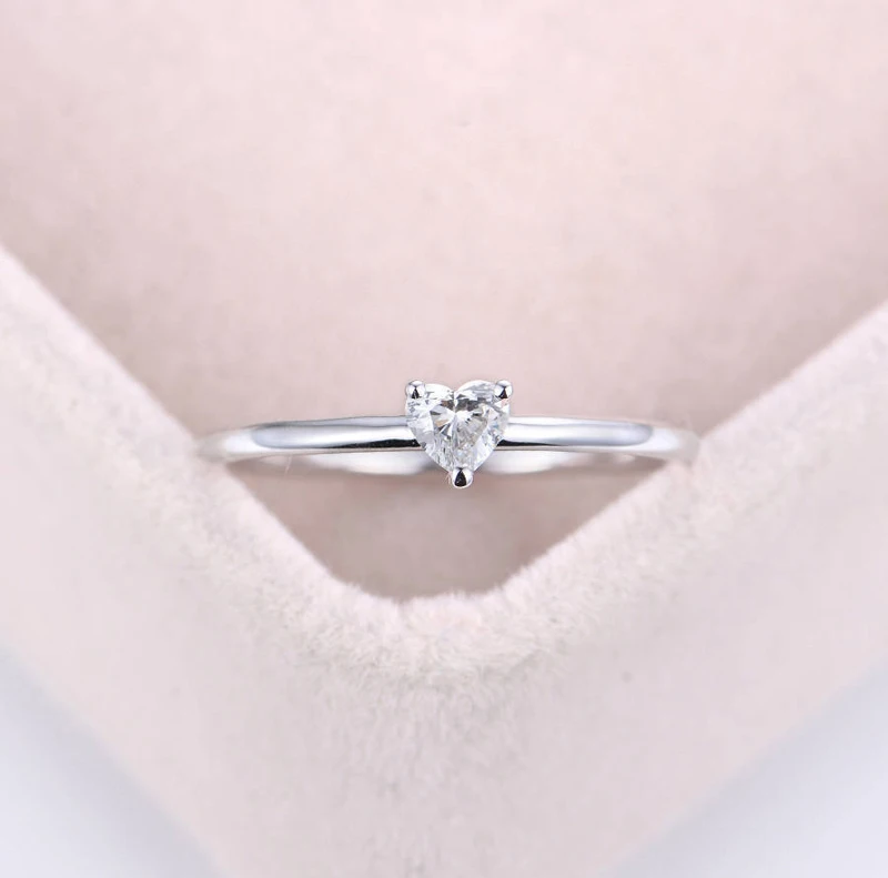 YANHUI Аутентичное кольцо из стерлингового серебра 925 пробы с кристаллами простые обручальные кольца с сердечками для женщин помолвка оригинальные серебряные ювелирные изделия
