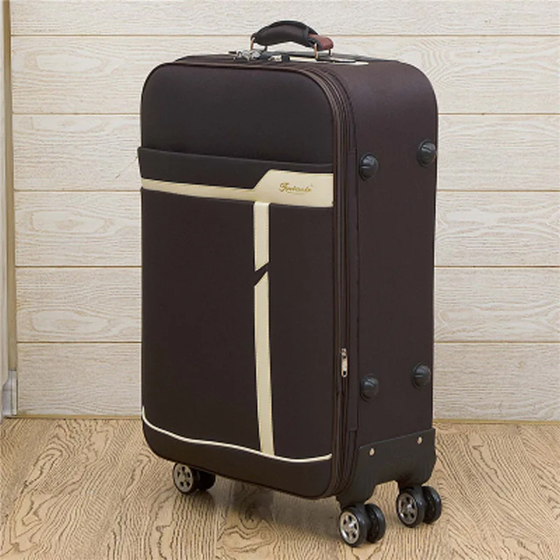 20"24" Inch Women&man Travel Luggage set Trolley suitcase Brand Boarding Case Rolling luggage bag On Wheels With Cosmetic bag - Цвет: brown(single)