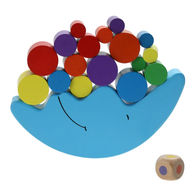 

New Baby Wood Moon Shape Balancing Toy Building Blocks Early Learning Toy