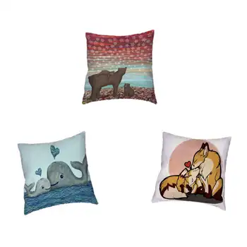 

Cute Animal Characters Mother'S Day Gift Pillow Lazy Panda Cat Dog Peach Skin Children'S Room Decoration 45X45Cm Cushion Cover