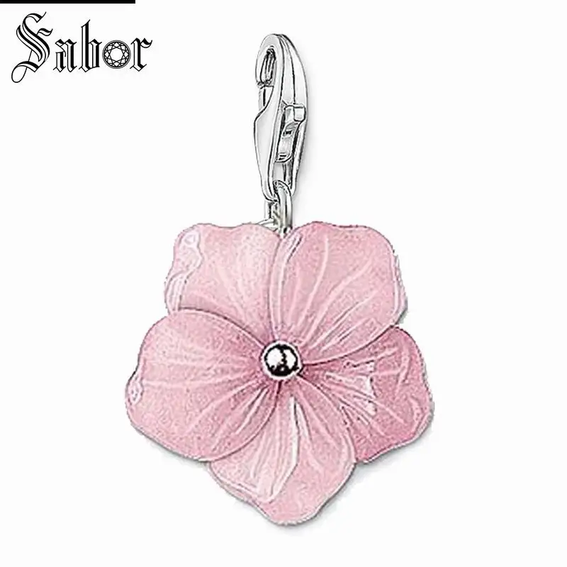 

Pink Flower Petals Charm Pendant,2019 Jewelry For Women Girls,womens Gift 925 Sterling Silver Fit Bracelet charms thomas