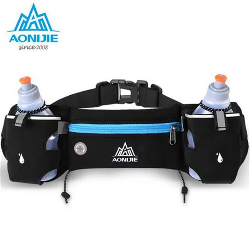 

AONIJIE Sports Hydration Belt Bottle Holder Pack Marathon Running Reflective Racing Gym Fitness Adjustable Waist Belt Bags