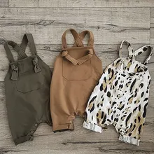 Новинка года, Летний комбинезон для малышей штаны на подтяжках для малышей однотонный комбинезон для маленьких мальчиков, зеленый/коричневый цвет, милый комбинезон для девочек, штаны для детей