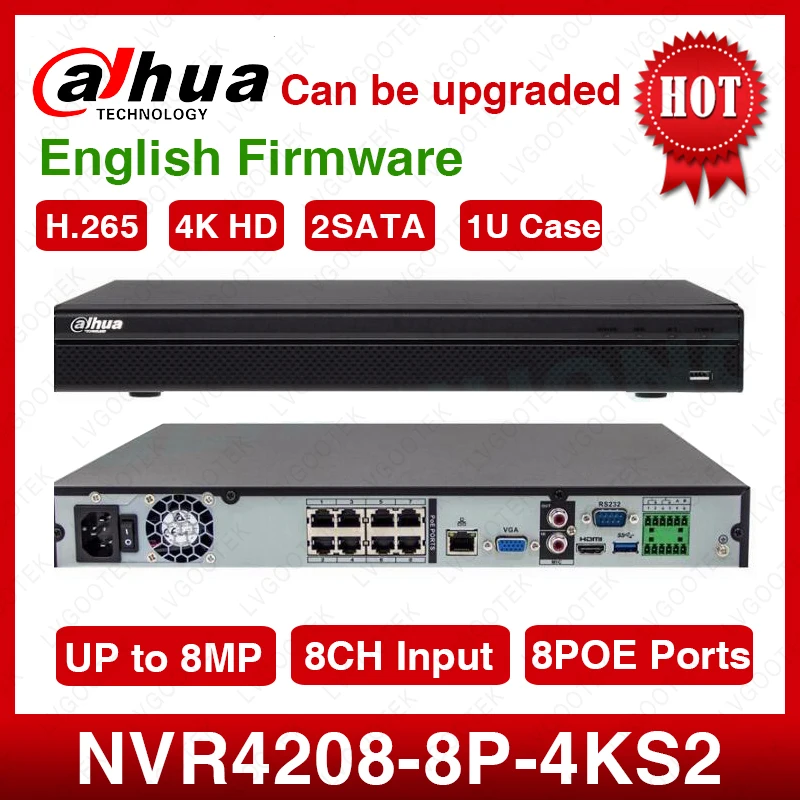 DHL Dahua NVR4208-8P-4KS2 NVR4216-16P-4KS2 NVR4232-16P-4KS2 1U 4K и H.265 Lite Сетевой Видео Регистраторы