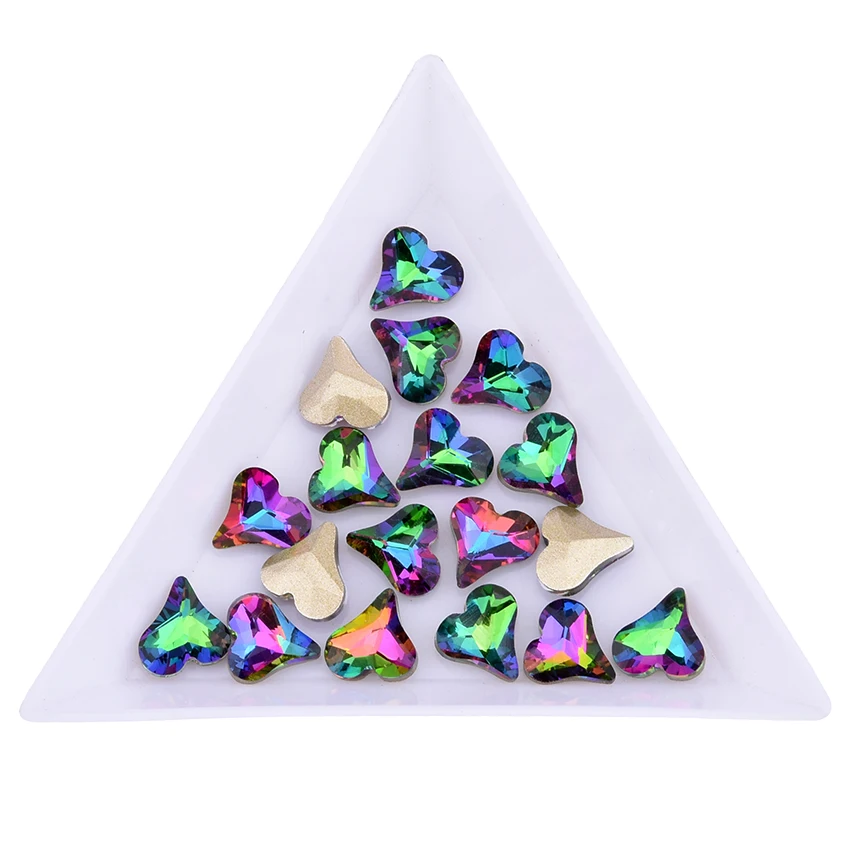 10 шт. кристаллы в форме сердца Стразы для украшения ногтей Стразы Назад Острый камень DIY драгоценные камни ногтей амулеты TBL39