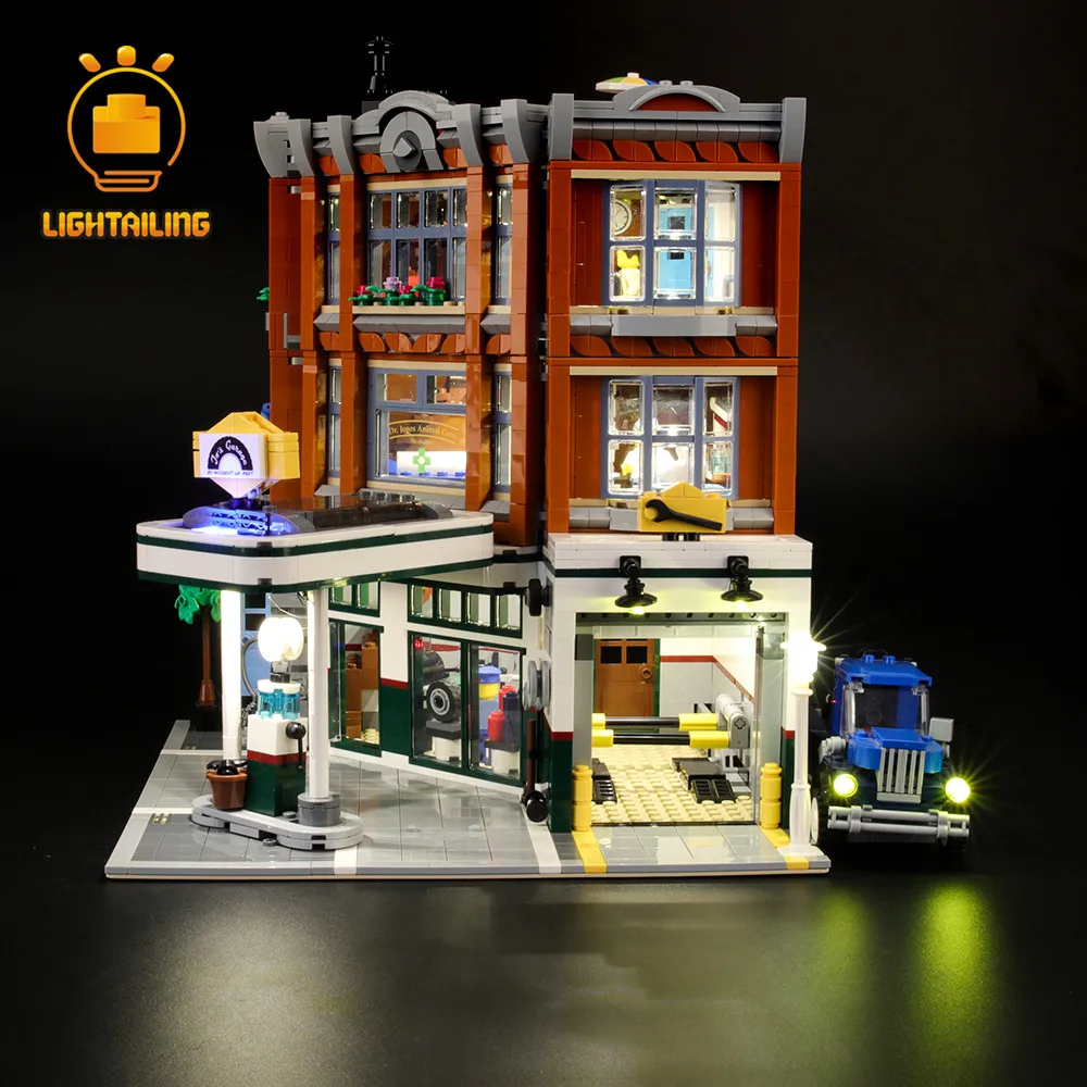 Цена Светильник, светодиодный светильник, Набор для создания углового гаража, ремонтная станция, светильник, набор, совместимый с 10264 (не включае...