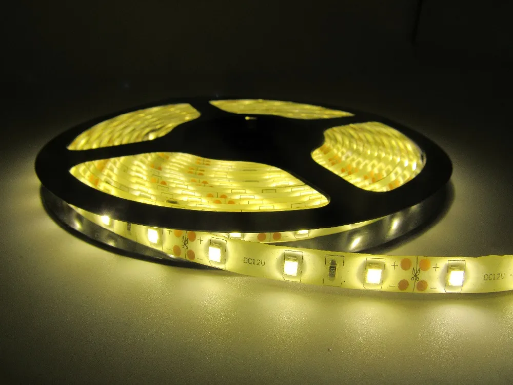 

5M 12V 3528 60LEDs/m Warm White LED Strip Light, Warm White Color, DC12V input, White PCB, Waterproof IP65