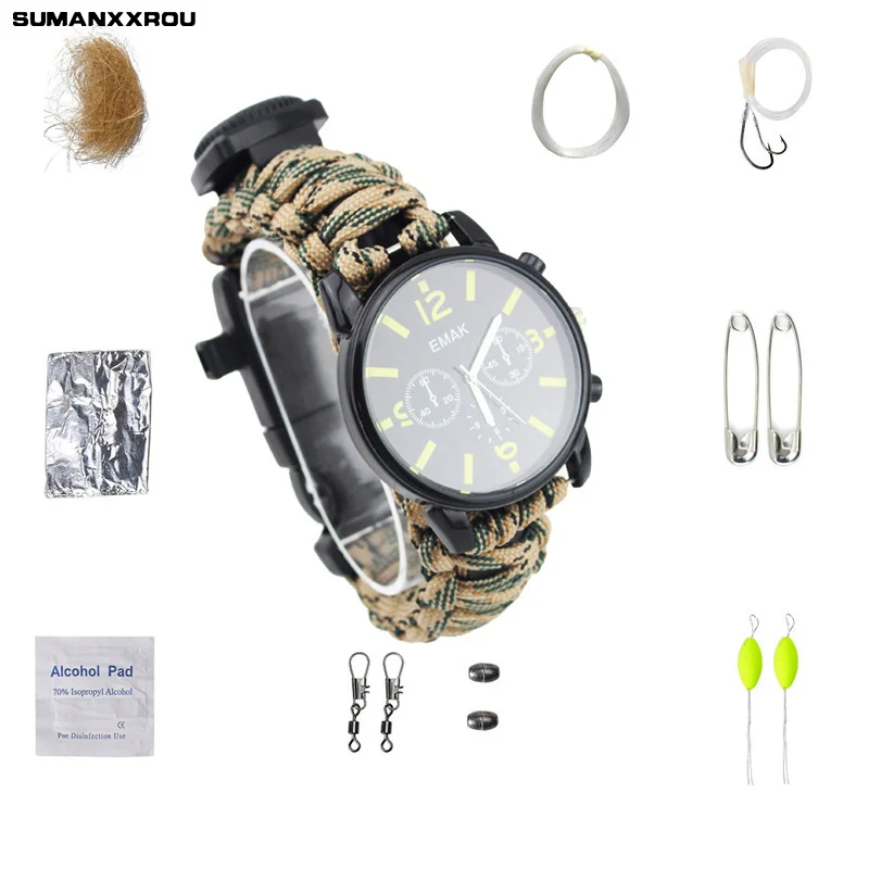 

Multi-functional Waterproof Shock Mountaineering Electronic Table Tools Fishing Suit Watches Tools Accessories with Bait Hook