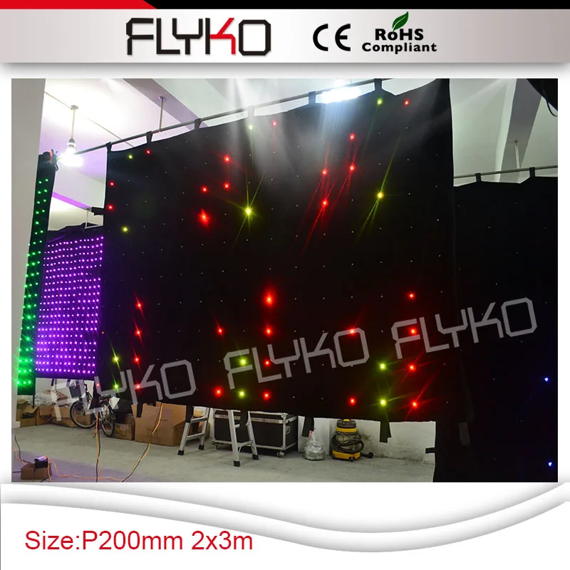 

factory supply P200mm 2x3m led animation curtain programmable led video screen