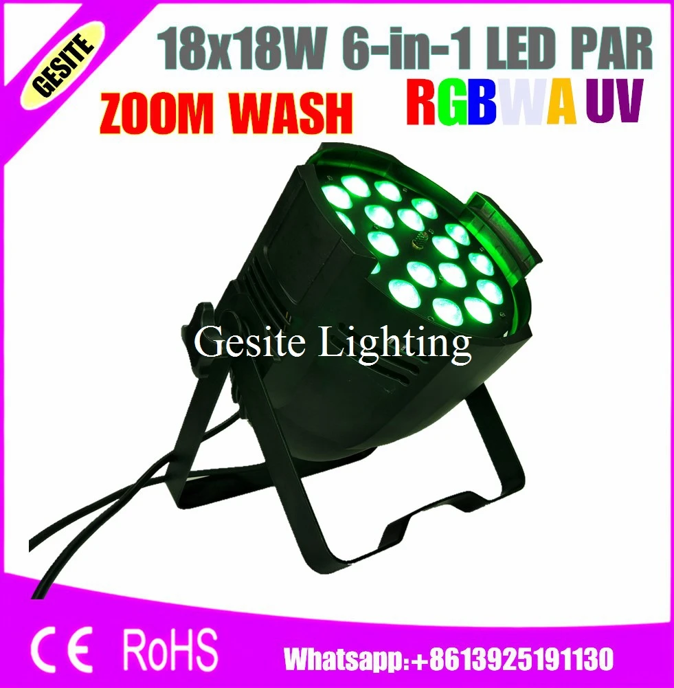2 шт./лот светодиодный водонепроницаемый 18x18 Вт rgbwa uv dmx par ip65 18 шт. led zoom light 6 в 1 indoor
