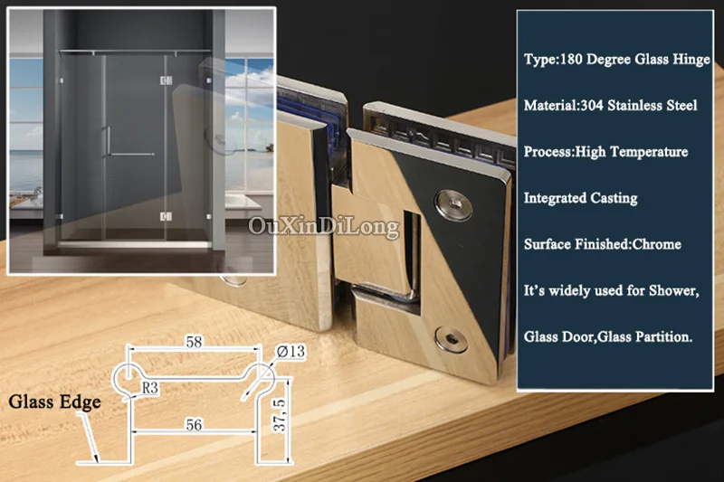 Высокое качество 2 шт.. 304 нержавеющая сталь бескаркасные душевые стеклянные дверные петли стекло для стеклянных зажимов зажимы