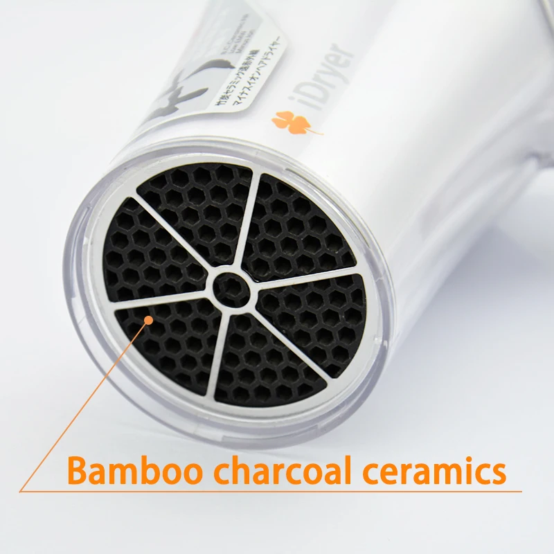 

A foldable negative ion electric hair dryer with bamboo charcoal ceramics