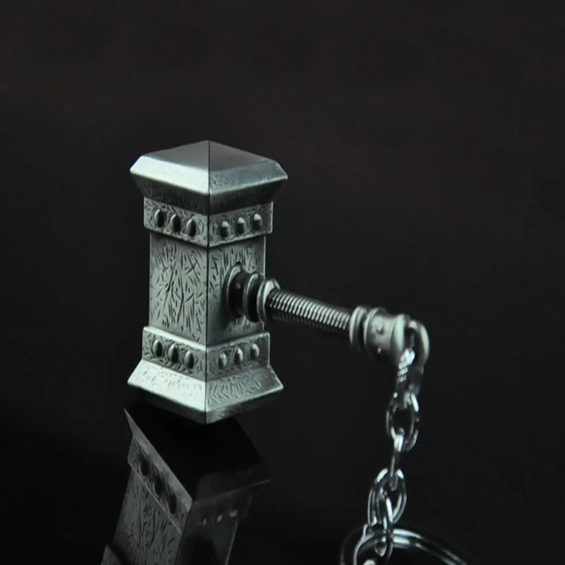 

Hot Selling Diy Handmade Keyfob Metal 3D Model WOW Ogrim Doomhammer Keychains Game Weapon Llaveros Chaveiro Cosplay Chain Charms
