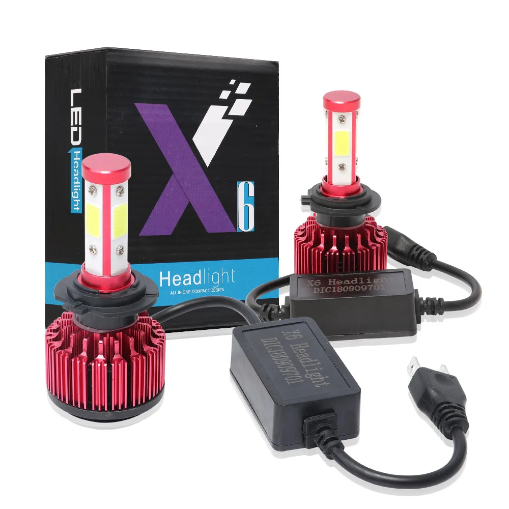 

DIC H7 4 Sides LED COB headlight bulb 120W 32000lm CANBUS Headlight Bulbs 360 Degree Automobile 6500K Fog LED Car Headlamps 12V
