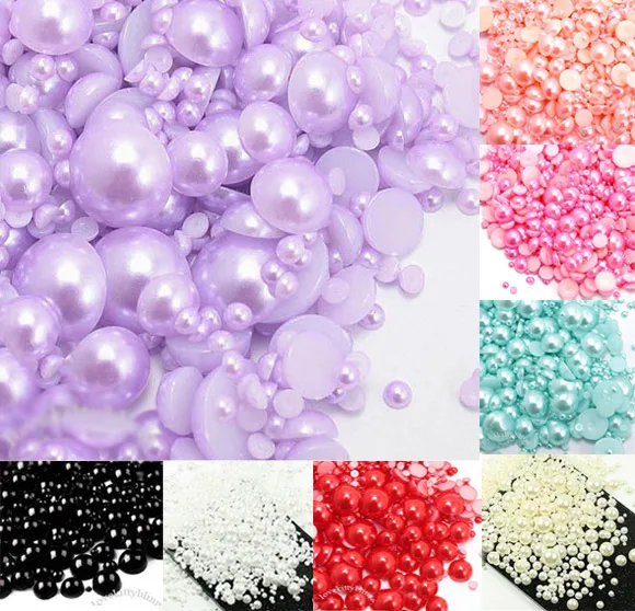 500pcs 2-10mm Mixed Color Half Round Pearl Beads FlatBack Scrapbook Craft Cabochon Kawaii DIY Embellishments Accessories - Цвет: H0691